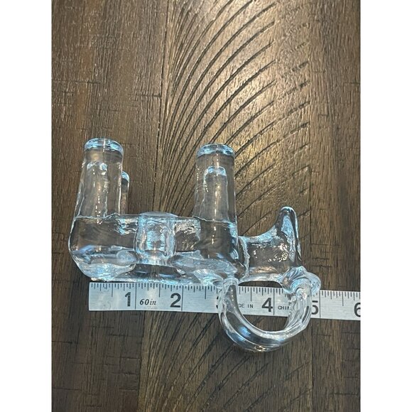 Vintage Clear Hand Blown Glass Ram Figurine Candle Holder MCM Aries Zodiac - Picture 7 of 9